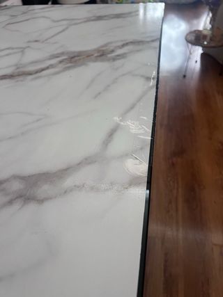 Mesa Comedor Marmol y Metal Gris/Blanco