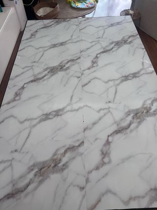 Mesa Comedor Marmol y Metal Gris/Blanco