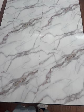 Mesa Comedor Marmol y Metal Gris/Blanco