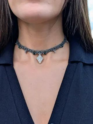 Collar micro macramé con colgante