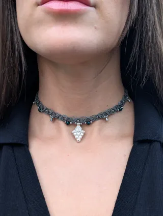 Collar micro macramé con colgante