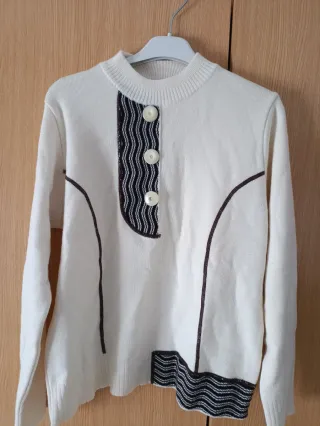 Jersey mujer blanco y marrón