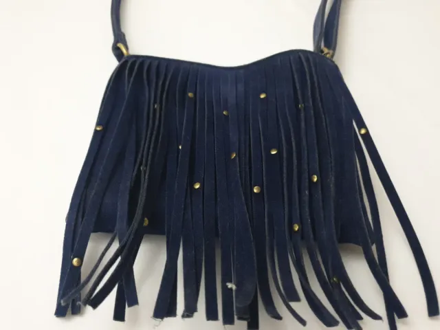 Bolso niña flecos azul