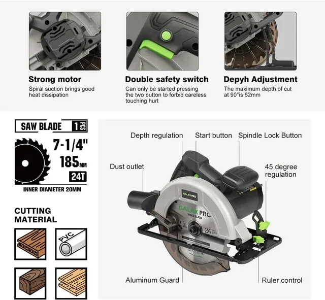 Sierra Circular GALAX PRO  1400W con Guia