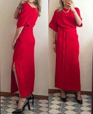 Vestido largo Zara ZW Collection Rojo