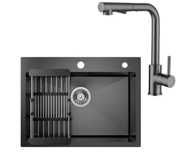 Fregadero Negro 60x45cm + Grifo Nuevo