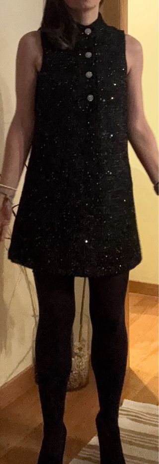 Vestido fiesta lentejuelas negro