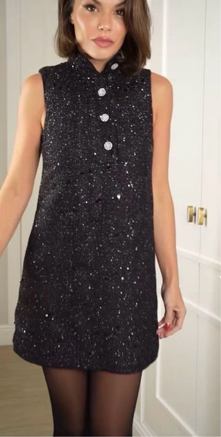 Vestido fiesta lentejuelas negro