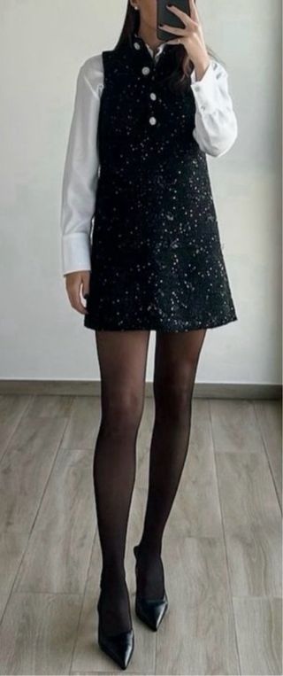 Vestido fiesta lentejuelas negro