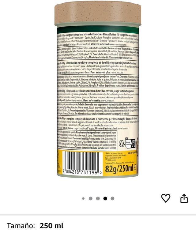 Alimentazione per tartarughe Tetra Reptomin Baby 250ml