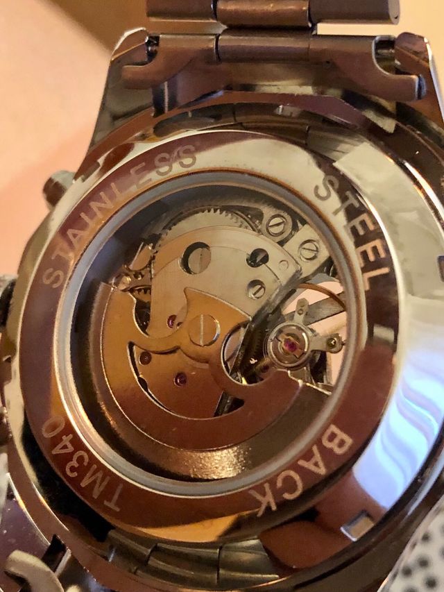 Reloj Winner Automático Esqueleto Plata Negro