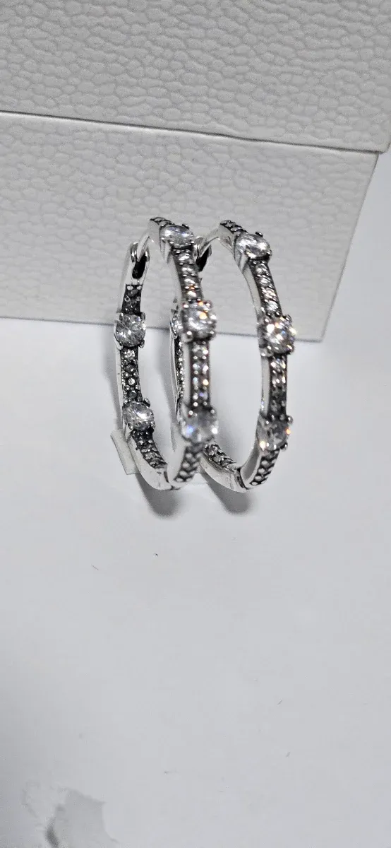 Pendientes Aro Circonita Plata