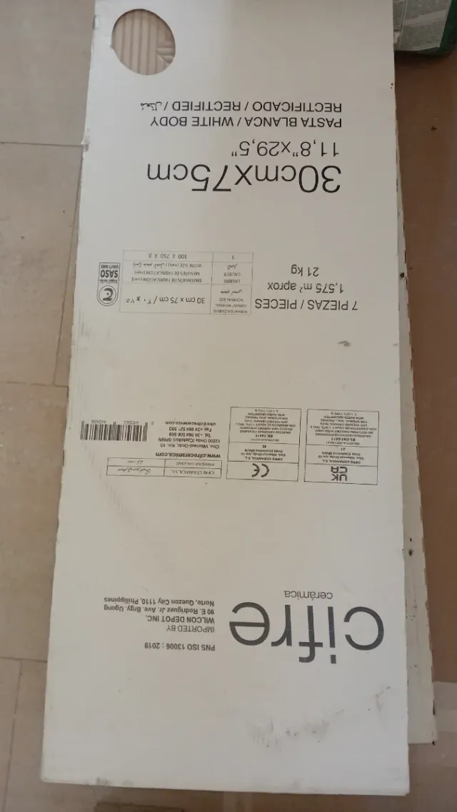 Azulejo Cifre 30x75cm Pasta Blanca Rectificado