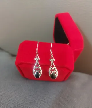 Pendientes Plata 925 y Turmalina Negra pequeños