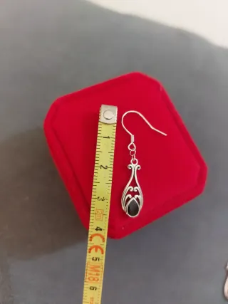 Pendientes Plata 925 y Turmalina Negra pequeños