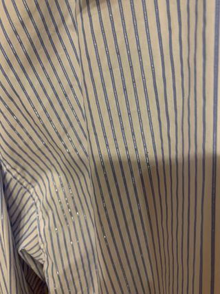 Camisa Zara rayas azul y plata Talla S