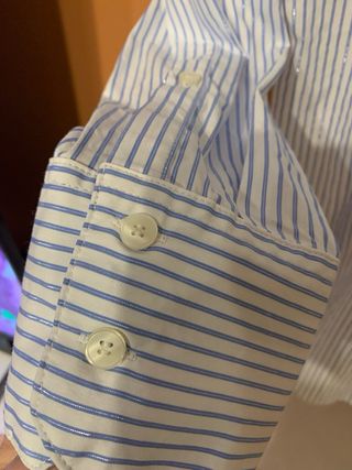 Camisa Zara rayas azul y plata Talla S