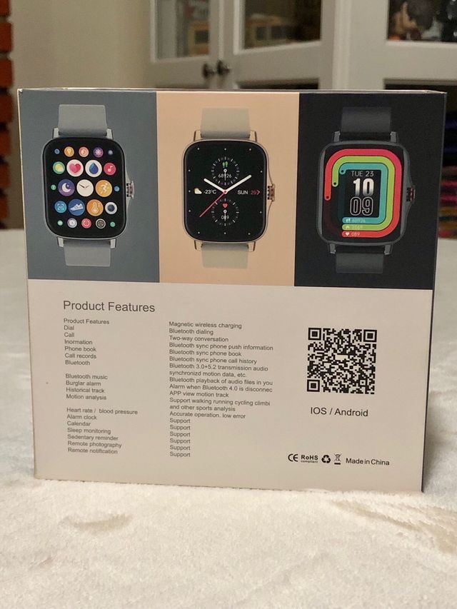 Reloj Smartwatch FM08 Negro y Multicolor