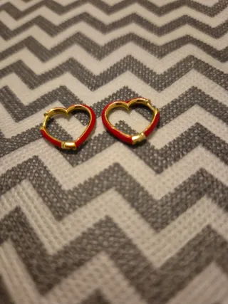 Pendientes Corazón Aristocrazy Dorado y Rojo