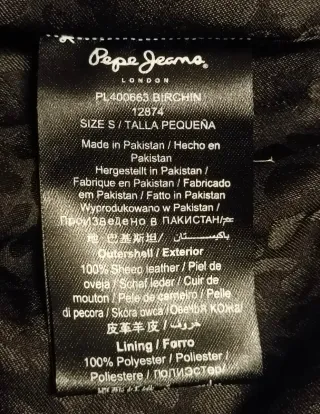 Cazadora Pepe Jeans Negra Talla S/M