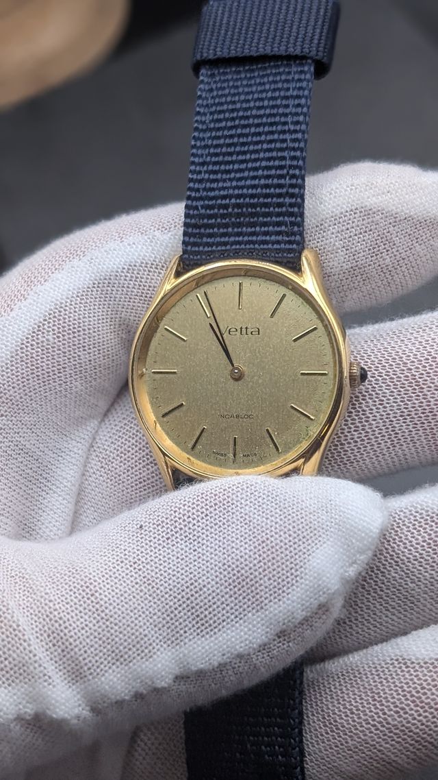 Orologio Vetta Vintage Dorato Incabloc Swiss Made