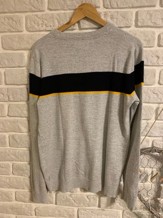 Jersey hombre rayas negro ,gris y amarillo
