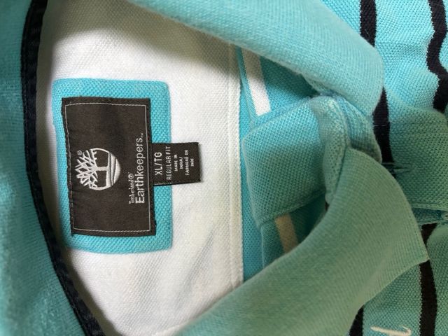 Polo Timberland Rayas Turquesa y Blancas