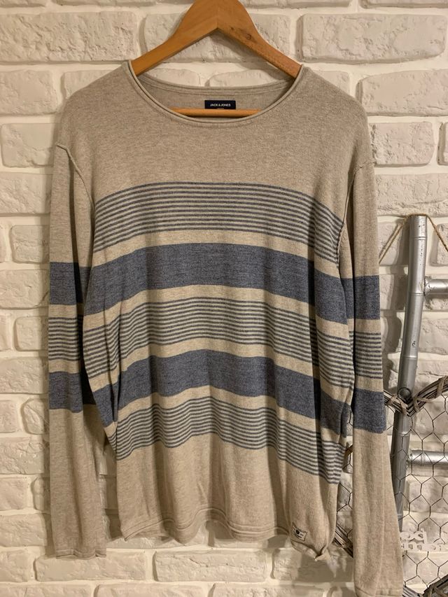 Jersey Jack & Jones rayas azules y beige