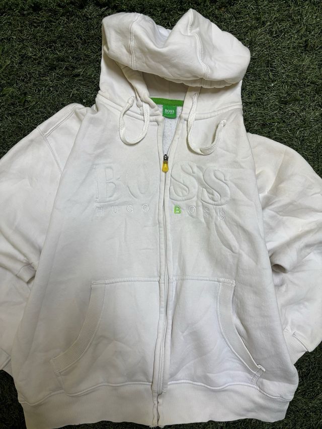 Sudadera Hugo Boss Blanca con Cremallera