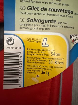 Chaleco salvavidas Trixie para perro Talla L