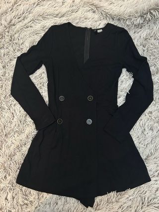 Vestido/Mono Formal Negro Corto Falda Pantalón