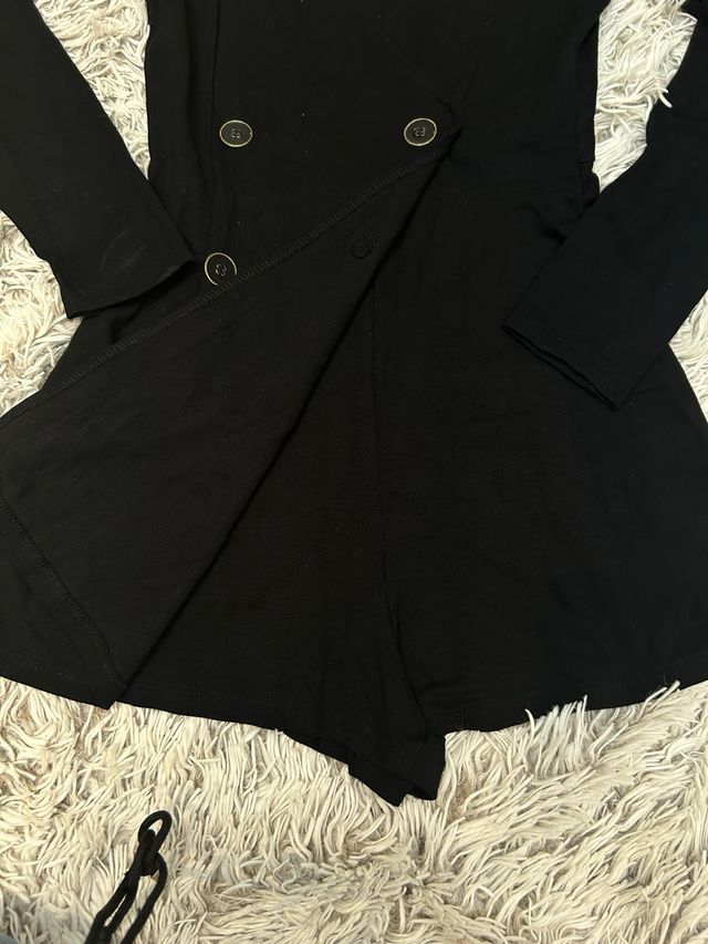 Vestido/Mono Formal Negro Corto Falda Pantalón