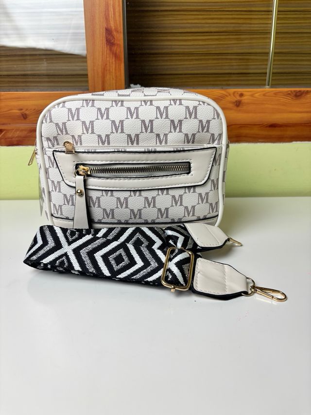 Bolso bandolera M monograma blanco