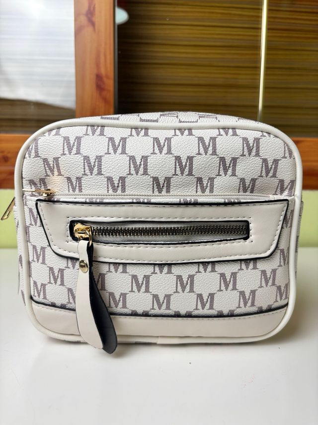 Bolso bandolera M monograma blanco