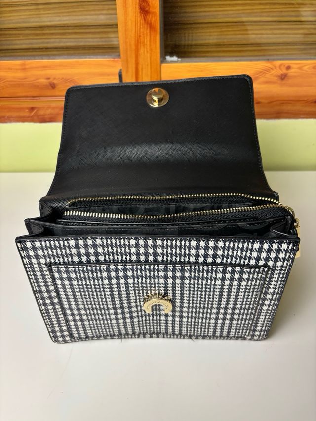 Bolso Roccobarocco Cadena Dorada Negro Blanco