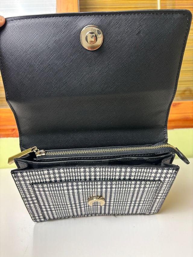 Bolso Roccobarocco Cadena Dorada Negro Blanco