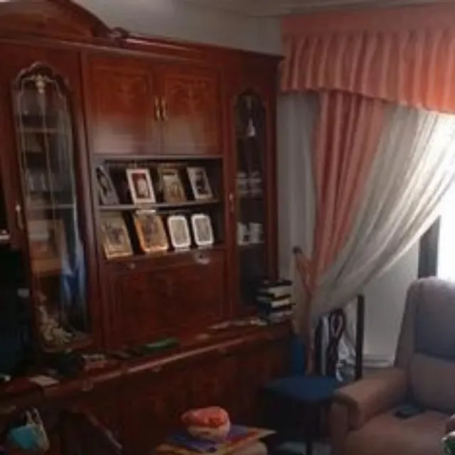 Mueble librería comedor madera y cristal