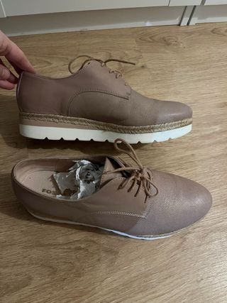 Zapatos planos piel rosa Fosco