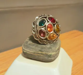 Anillo Acero Inoxidable Piedras Multicolor