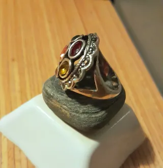 Anillo Acero Inoxidable Piedras Multicolor