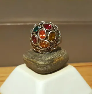 Anillo Acero Inoxidable Piedras Multicolor
