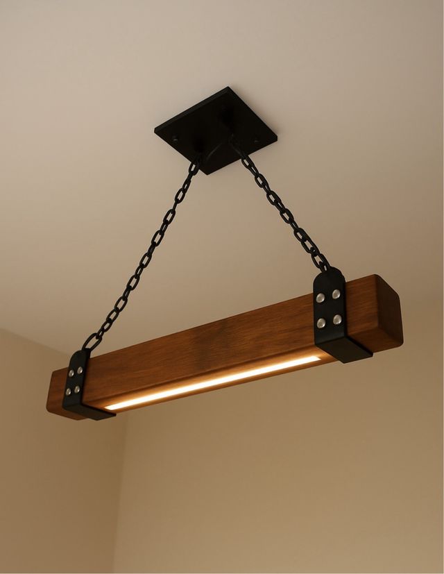 Lámpara colgante madera y metal