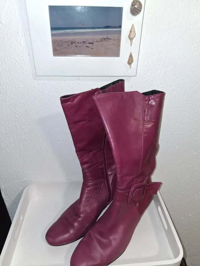 Botas de cuero rosa/fucsia