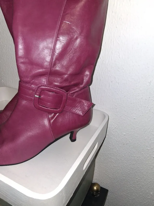 Botas de cuero rosa/fucsia