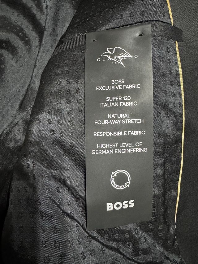 Americana Negra Hugo Boss Regular Fit Lana Virgen