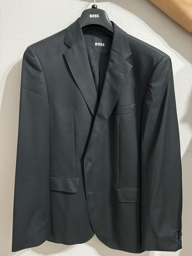 Americana Negra Hugo Boss Regular Fit Lana Virgen