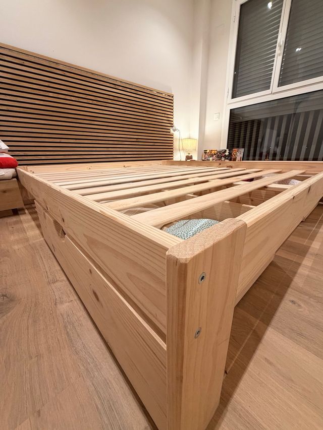 Cama LUFE Madera Maciza 180x190 con Cajones