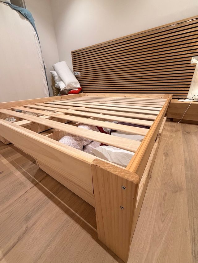 Cama LUFE Madera Maciza 180x190 con Cajones