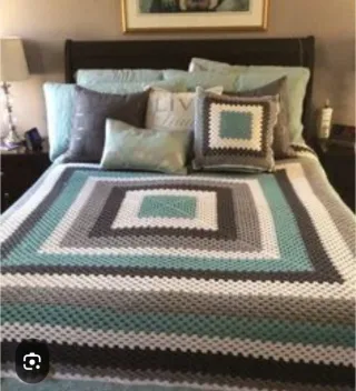 Colcha de cama tejida a mano Crochet