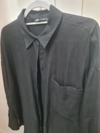 Camisa Lino Zara Negra